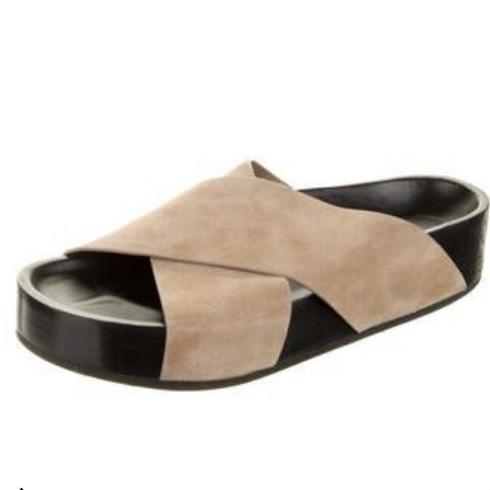 CO Collection Cross Slide in Tan Suede Size 36/6